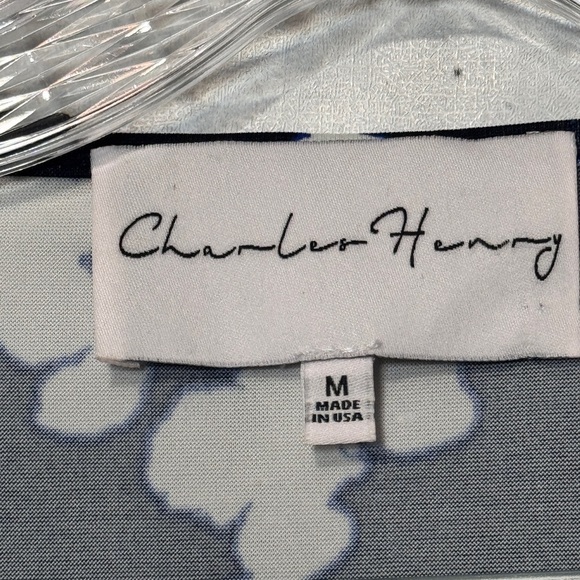 Charles Henry Navy and White Floral wrap Dress size M long sleeve knee length‎ - Picture 5 of 7